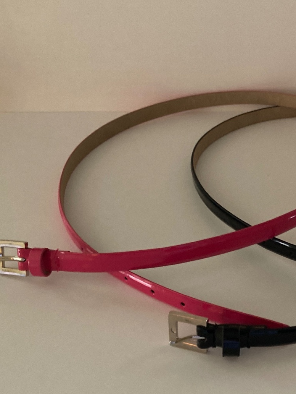 2 Women's Belts/Bright Pink & Black/Silver Tone Buckle/Style #S32034/Size L/NEW!